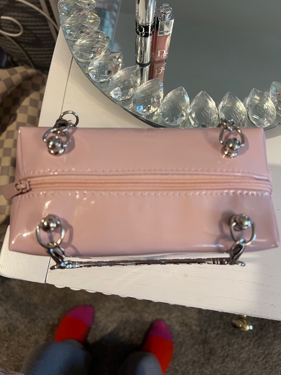 Dior Pink Patent Cosmetic Bag with Silver-Tone Handles- Mini Lip & Mascara - Picture 8 of 8